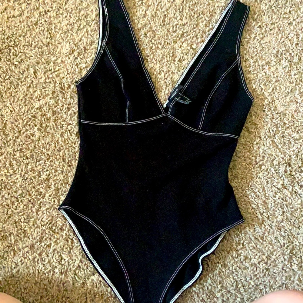 Black low cut bodysuit